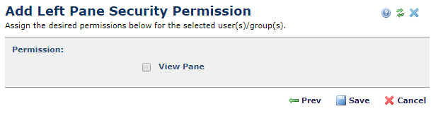 Add Left Pane Security Permission dialog