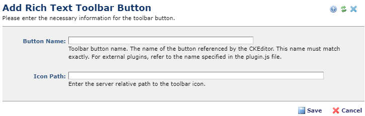 Add Rich Text Toolbar Button dialog