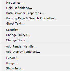 Global Custom Element Properties menu